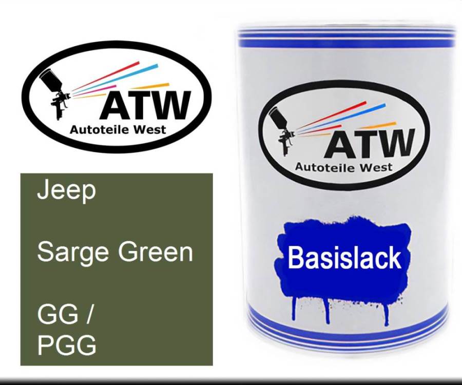 Jeep, Sarge Green, GG / PGG: 500ml Lackdose, von ATW Autoteile West.